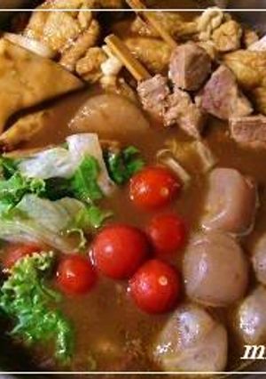ギャップ料理、夏野菜とおでんのカレー鍋！-レシピのメイン写真