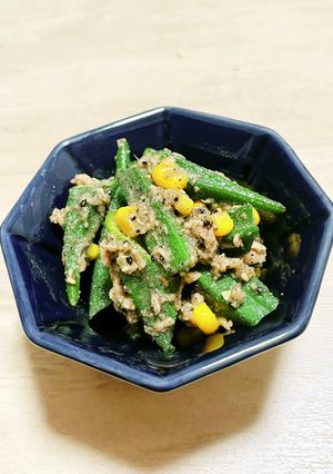 オクラ･ツナ･コーンのごま和え☆弁当に-レシピのメイン写真