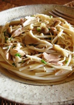 ワンボウルで♪きのことツナの冷製パスタ-レシピのメイン写真