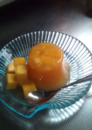 野菜ジュースでヘルシーマンゴー寒天ゼリー-レシピのメイン写真