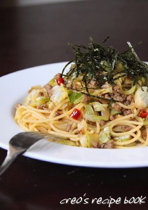 キャベツとひき肉の醤油パスタ-レシピのメイン写真