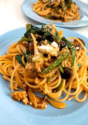 ほうれん草としめじのミートスパゲッティ-レシピのメイン写真