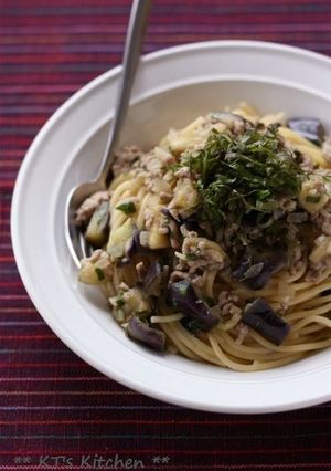 茄子とシソ肉味噌のスパゲティ-レシピのメイン写真