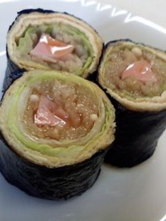 えのきとソーセージの白菜お揚げ海苔巻き-レシピのメイン写真