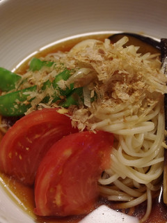 さっぱり夏野菜☆茄子の煮浸し黒酢うどん-レシピのメイン写真