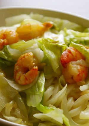 ４分で完成！冷凍うどんのレタスあんかけ-レシピのメイン写真