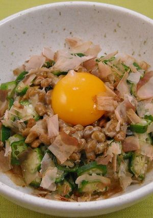 ヌードル　冷やしうどん風　おくら納豆-レシピのメイン写真