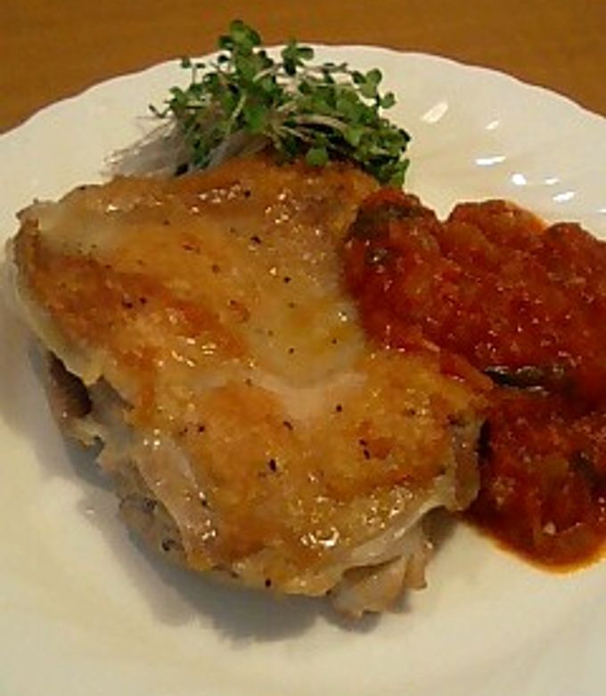 鶏のガーリックトマトソースかけ by KANAマンマ 【クックパッド