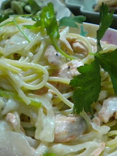 鮭と三つ葉のクリームパスタ-レシピのメイン写真