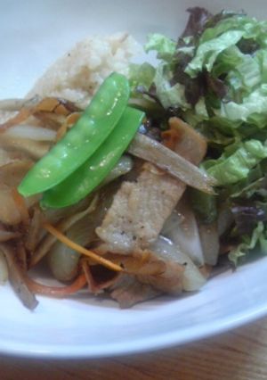 オニオンスープ炊込みご飯とオイスター炒め-レシピのメイン写真