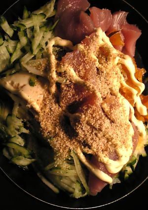 マグロ福神漬け豆腐胡瓜のポン酢マヨ和え-レシピのメイン写真