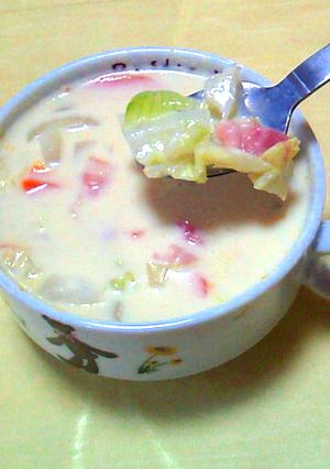 クラムチャウダー風豆乳スープ|ﾟ◎ﾟ)∋-レシピのメイン写真