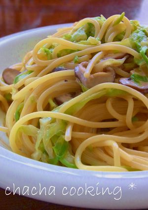 キャベツとしいたけの和風クリームパスタ-レシピのメイン写真