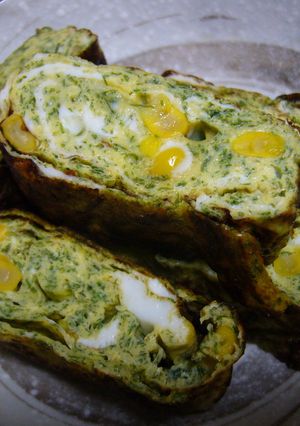 『♡青海苔入りバターコーンの玉子焼き♡』-レシピのメイン写真