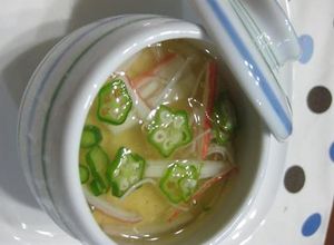 かにかまとオクラの冷たいあんかけ茶碗蒸し-レシピのメイン写真