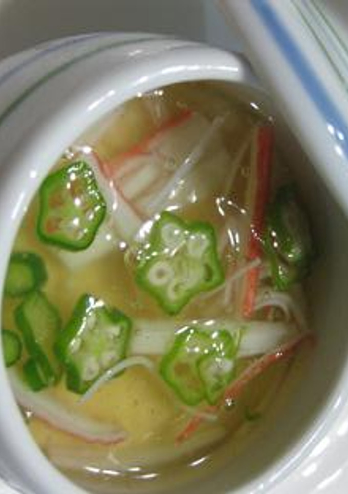 かにかまとオクラの冷たいあんかけ茶碗蒸し-レシピのメイン写真