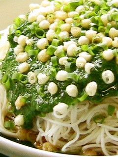 夏バテ解消!モロヘイヤでぶっかけそうめん-レシピのメイン写真
