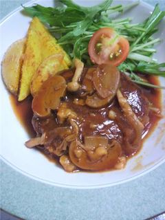 キノコたっぷり♪煮込みハンバーグ-レシピのメイン写真