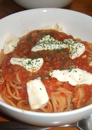 チキントマトパスタのクリームチーズ乗せ！-レシピのメイン写真