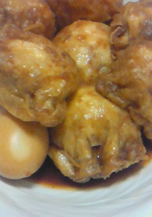ヘルシー♪豆腐と豚肉の油揚げ包み煮-レシピのメイン写真