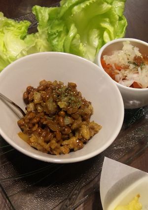 超安く！メイン料理は納豆豚肉レタス包み♪-レシピのメイン写真
