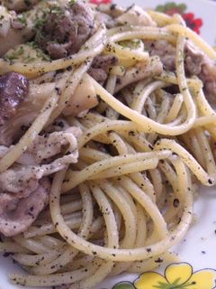 エリンギと豚肉の黒ゴマパスタ-レシピのメイン写真