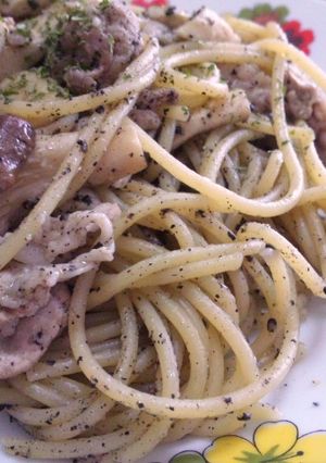 エリンギと豚肉の黒ゴマパスタ-レシピのメイン写真