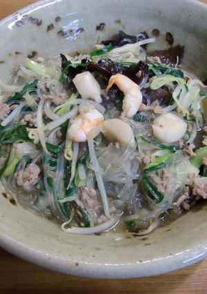 春雨と挽肉・魚介・野菜のピリ辛炒め-レシピのメイン写真