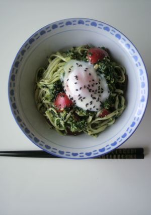 小松菜のジェノベーゼ風冷うどん-レシピのメイン写真