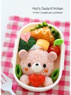 桃色くまちゃん*キャラ弁-レシピのメイン写真