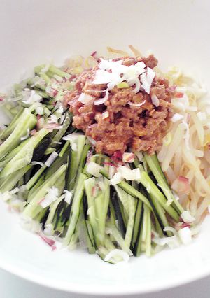 ひや麦de汁なし冷やし坦々麺-レシピのメイン写真
