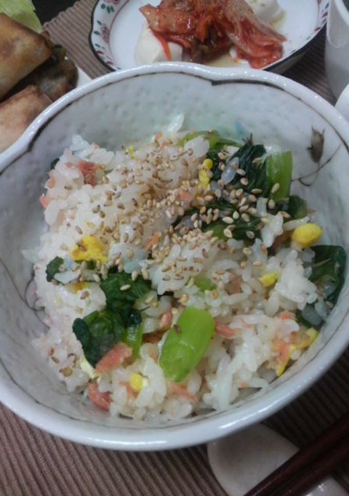 簡単♪野沢菜と鮭のまぜるだけごはん-レシピのメイン写真