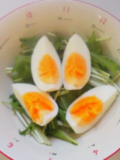 水菜とゆで卵のゴマダレサラダ-レシピのメイン写真