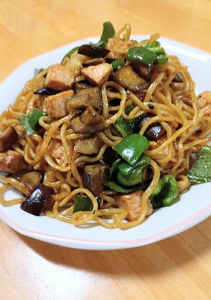 焼豚で麻婆茄子やきそば-レシピのメイン写真