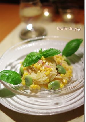 コーンクリームの冷製パスタ-レシピのメイン写真