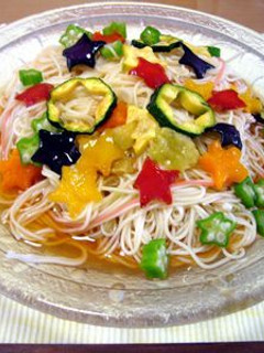 夏野菜たっぷり!彩り揚げ野菜そうめん-レシピのメイン写真