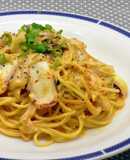 半夏生に☆タコとキムチのクリームパスタ