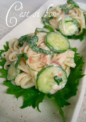 青じそと梅の香りのそうめんサラダ-レシピのメイン写真