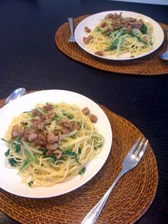 生姜入り★水菜と豚肉の柚子胡椒パスタ-レシピのメイン写真