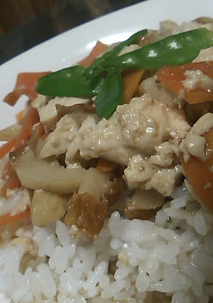 【ヘルシー】人参と豆腐の炒り煮丼-レシピのメイン写真