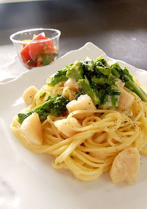 ホタテと菜の花のクリームソースパスタ-レシピのメイン写真