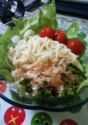 冷やしうどん　オクラ、ミニトマト＆レタス-レシピのメイン写真