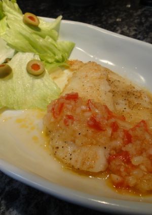 白身魚のソテー♪玉ねぎトマトソース★-レシピのメイン写真