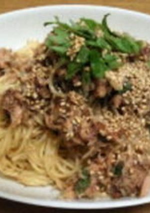 まぜるだけ!じゃこツナ梅大葉の冷製パスタ-レシピのメイン写真
