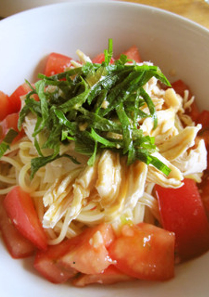 蒸し鶏の和風冷製パスタ-レシピのメイン写真