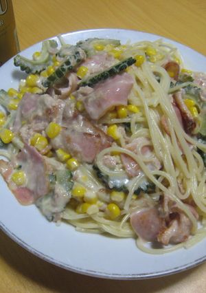 ゴーヤのクリームパスタ-レシピのメイン写真