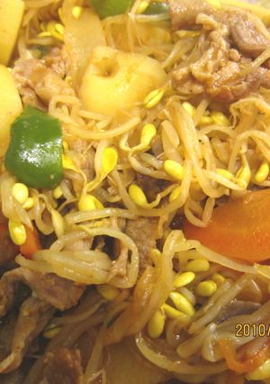 大豆もやしとじゃがいもの韓国風味噌炒め煮-レシピのメイン写真