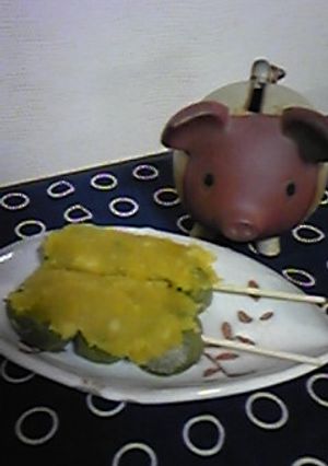 豆腐白玉☆青汁入り☆南瓜さつまいも餡-レシピのメイン写真