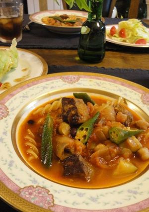 トマトな　ビーフの角切り　＆　パスタ-レシピのメイン写真