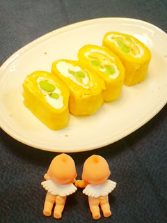 お弁当に枝豆入りマーブルたまご焼き♪-レシピのメイン写真